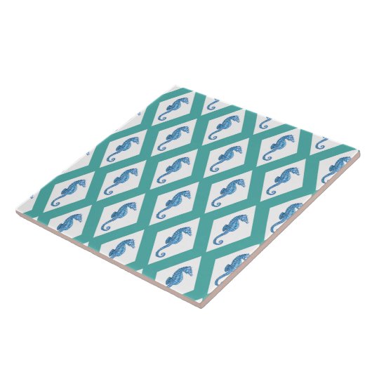 Capri Turquoise Argyle Ceramic Tile Tegeltje (Zijkant)