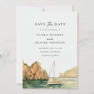 Capri Zeilboot Aquarel Mediterraan Huwelijk Save The Date