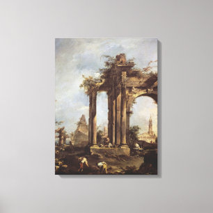 Capriccio met Roman Ruins, een piramide en Canvas Afdruk