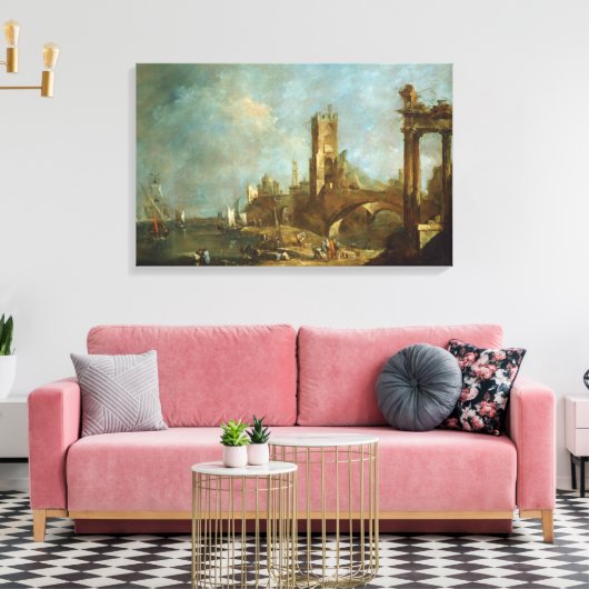 Capriccio of a Harbor Canvas Print (Insitu (Woonkamer))