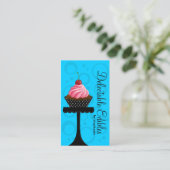 capricieuze Blauwe Bakkerij Cupcake Visitekaartje (Staand voorkant)