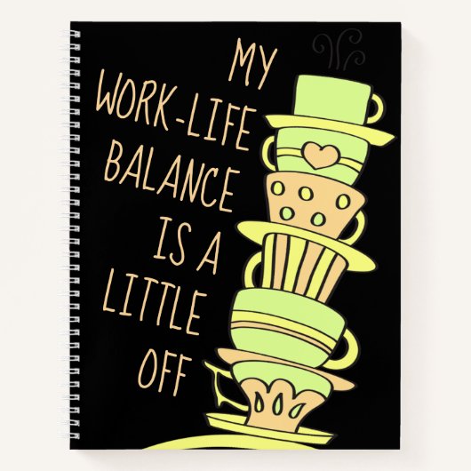 Capricieuze Leunende Stapel Koppen van de Koffie Notitieboek (Voorkant)