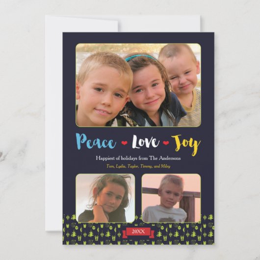 Capricieuze Vrede, Liefde & Vreugde Vakantie 3 Feestdagenkaart (Voorkant)