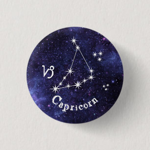 Capricorn Badge, Zodiac Horoscope Badge Ronde Button 3,2 Cm