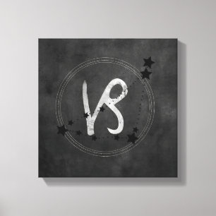 Capricorn black and Silver zodiac constellatie Canvas Afdruk