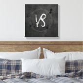 Capricorn black and Silver zodiac constellatie Canvas Afdruk (Insitu (Slaapkamer))