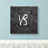 Capricorn black and Silver zodiac constellatie Canvas Afdruk (Insitu (Houten vloer))