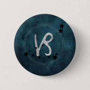 Capricorn black & Silver zodiac constellatie blauw Ronde Button 5,7 Cm