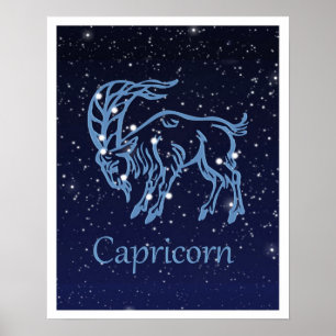 Capricorn Constellation and Zodiac Sign with Stars Poster