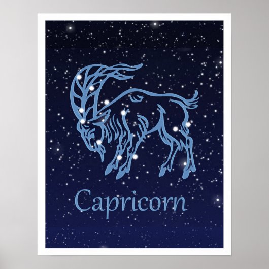 Capricorn Constellation and Zodiac Sign with Stars Poster (Voorkant)