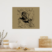 Capricorn Constellation Hevelius 1690 op Taupe Poster (Keuken)