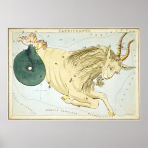 Capricorn Constellation Map (1825) Poster