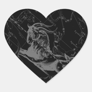 Capricorn Constellation Map Hevelius Engraving Hart Sticker