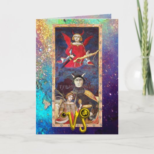 CAPRICORN, DEVIL, TAROT ASTROLOGY ZODIAC BIRTHDAY KAART (Voorkant)