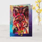 CAPRICORN, DEVIL, TAROT ASTROLOGY ZODIAC BIRTHDAY KAART (Gele Bloem)