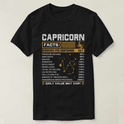 Capricorn Facts Zodiac Funny Capricorn Birthday T-shirt (Design voorkant)