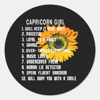 Capricorn Girl Ronde Sticker