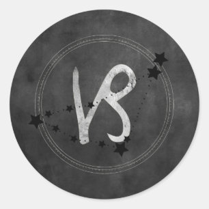 Capricorn goat zodiac constellatie zwarte zilver ronde sticker