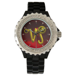CAPRICORN GOLD ZODIAC BIRTHDAY JEWEL, Black, Ruby Horloge