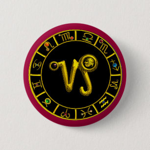 CAPRICORN/GOLD ZODIAC SIGN JEWEL RONDE BUTTON 5,7 CM