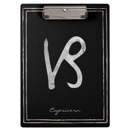 Capricorn hammered Silver gestileerde astrologie Klembord (Voorkant)