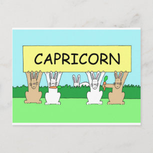 Capricorn Happy Birthday Cartoon Bunnies. Briefkaart