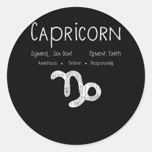 Capricorn Horoscope Astrology Star Sign Birthday Ronde Sticker (Voorkant)