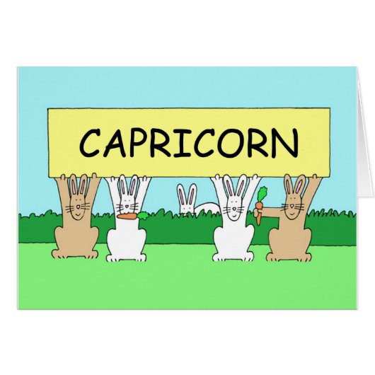 Capricorn Joyeux Bunnies Caricature Anniversaire. (Devant horizontal)