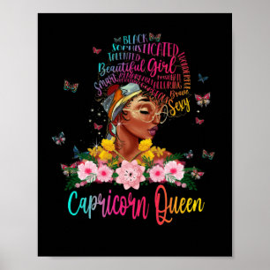 Capricorn Queen Black Women Persistent Beauful Poster