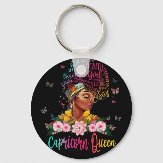 Capricorn Queen Black Women Persistent Beauful Sleutelhanger (Voorkant)