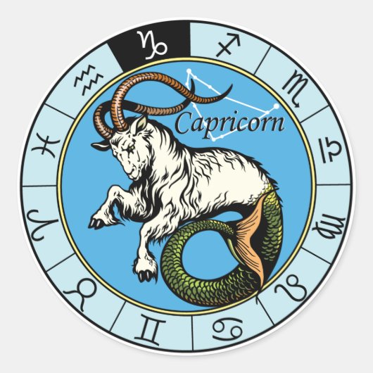 capricorn ronde sticker (Voorkant)