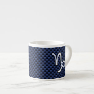 Capricorn Sign Navy Blue Carbon Fiber Style Espresso Kop