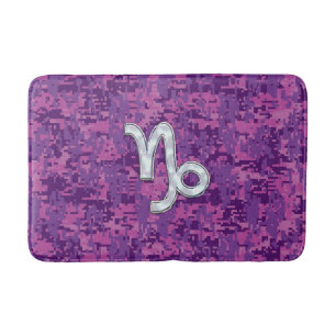 Capricorn Sign on Fuchsia Digital Camouflage Badmat