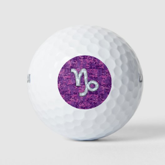 Capricorn Sign on Fuchsia Digital Camouflage Golfballen (Voorkant)