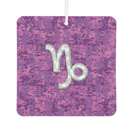 Capricorn Sign on Fuchsia Digital Camouflage Luchtverfrisser (Voorkant)