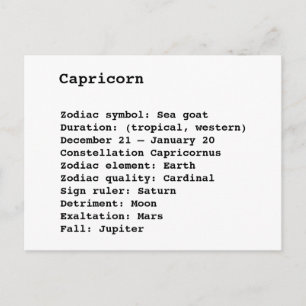 Capricorn sterrenbeeld astrologie verjaardag briefkaart