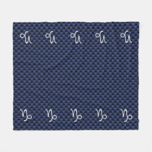 Capricorn Symbool Navy Carbon Fiber Style Fleece Deken