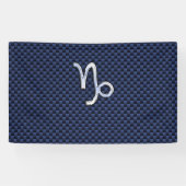 Capricorn Symbool Navy Carbon Fiber Style Spandoek (Horizontaal)