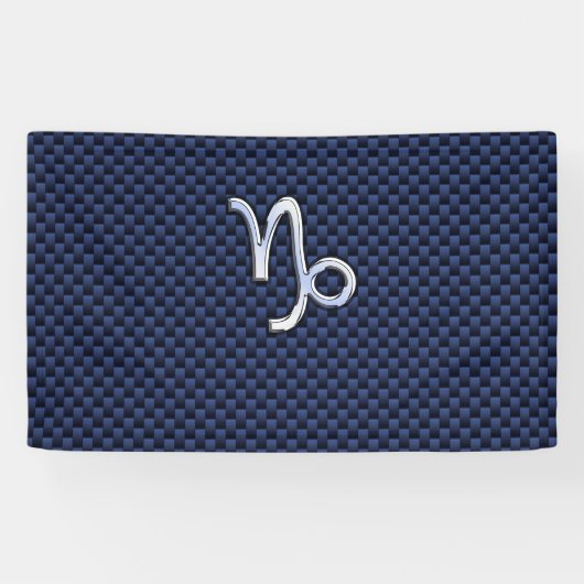 Capricorn Symbool Navy Carbon Fiber Style Spandoek (Horizontaal)