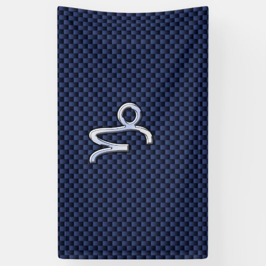 Capricorn Symbool Navy Carbon Fiber Style Spandoek (Verticaal)