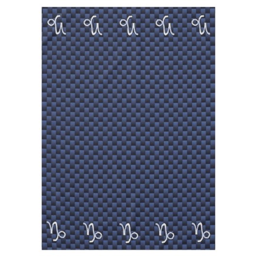 Capricorn Symbool Navy Carbon Fiber Style Tafelkleed (Voorkant)