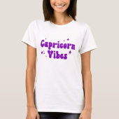 Capricorn Vibes Zodiac Astrology Paarse Stars T-shirt (Voorkant)