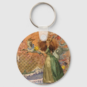 Capricorn Vrouw sterrenbeeld astrologie schilderij Sleutelhanger