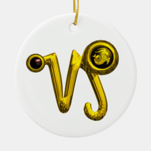 CAPRICORN ZODIAC BIRTHDAY JEWEL BLACK ONYX Gold Keramisch Ornament