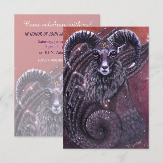 Capricorn Zodiac Birthday Uitnodiging (Voorkant / Achterkant)