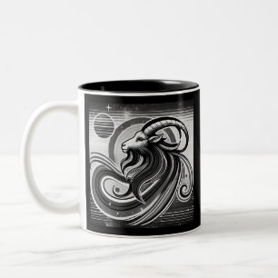 Capricorn Zodiac Coffee Mok Zwart-wit