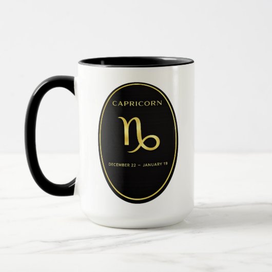 Capricorn Zodiac Gold Oval Emblem Mug | Luxury Ast (Gauche)
