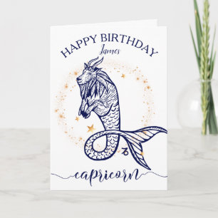 Capricorn Zodiac Monochrome Birthday Card Kaart