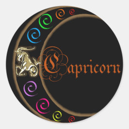 Capricorn Zodiac Moon Ronde Sticker