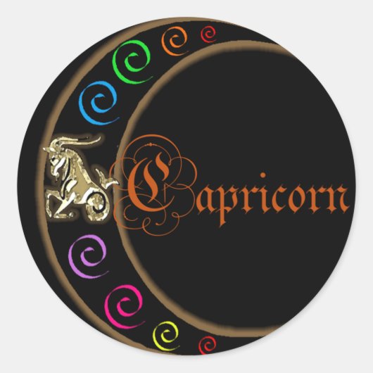 Capricorn Zodiac Moon Ronde Sticker (Voorkant)